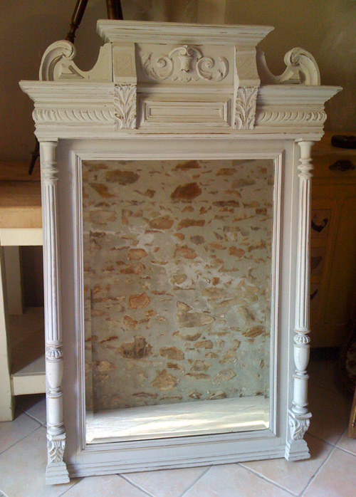 french antique painted Henri II style mirror